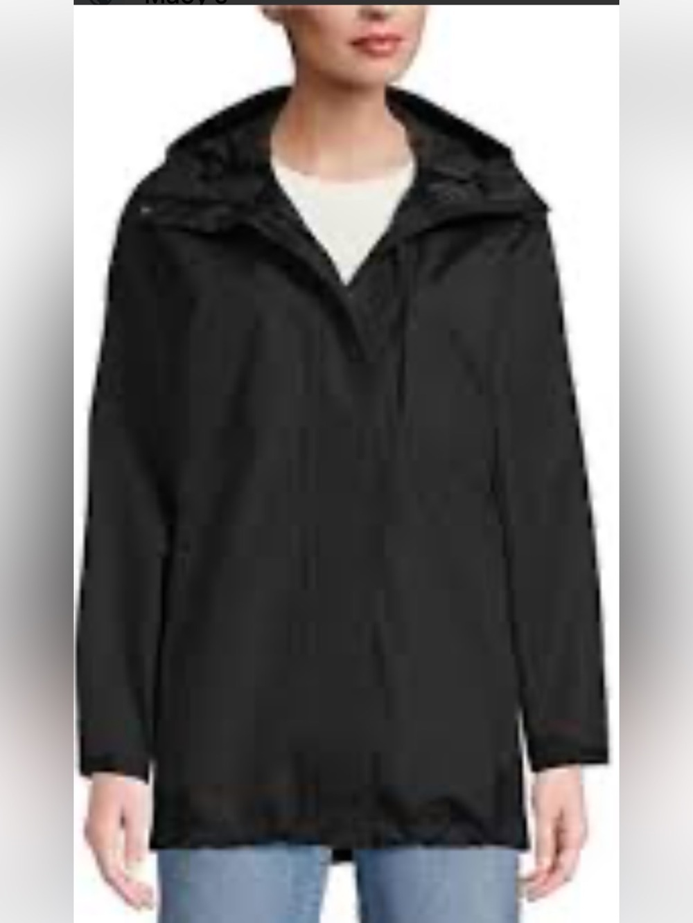 Lands' End Women's Black Hooded Rain/Trench Coat Size 2X